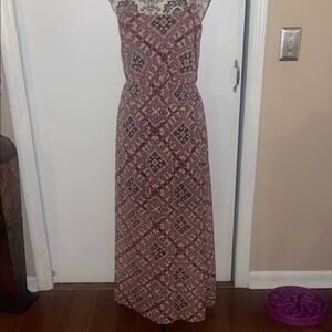 Xhilaration Red and Black Geometric Maxi Dress